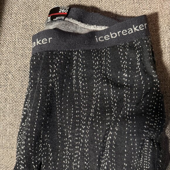 icebreaker wool leggings long underwear 260 medium black snow print - Picture 1 of 6